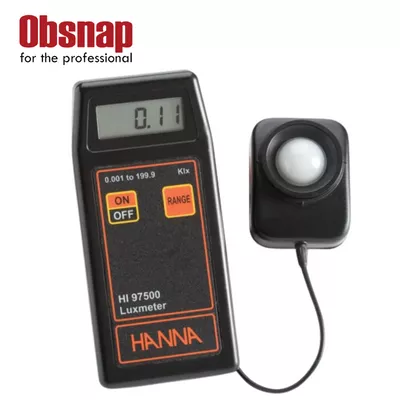 Hanna Instruments HI97500 Portable Lux Meter Range: 0.001 to 1.999 Klux; 0.01 to 19.99 Klux; 0.1 to 199.9 Klux