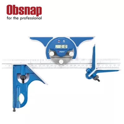 DASQUA High Accuracy 300mm / 12” Easy Reading Digital Electronic 4 Combination Square Set (Steel Ruler + Square Head + Digital Protractor + Center Head)